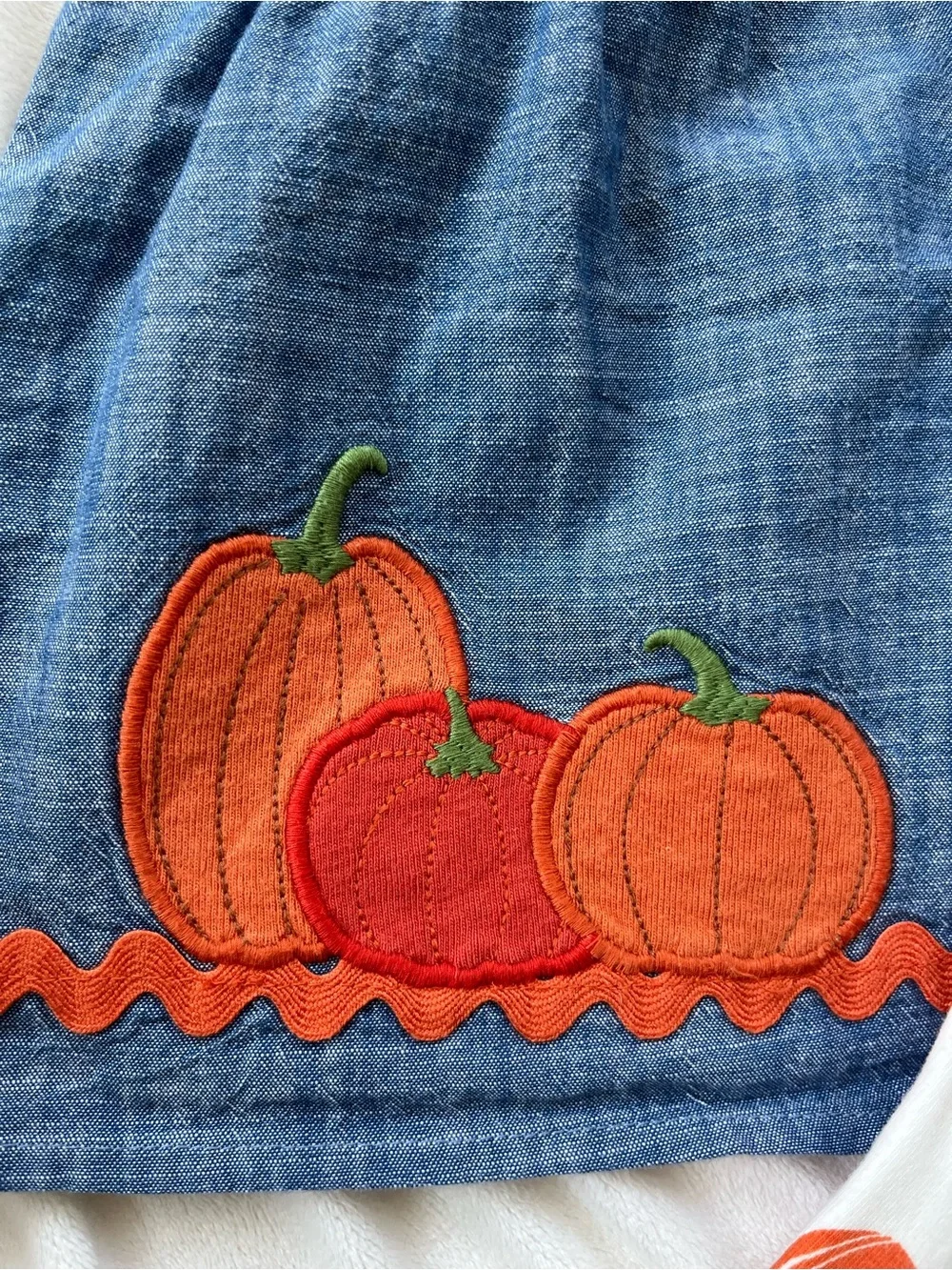 Gymboree Blue Chambray Pumpkin Dress with White Pumpkin Leggings